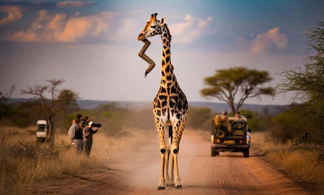 A South African giraffe with a strange neck baffles scientists