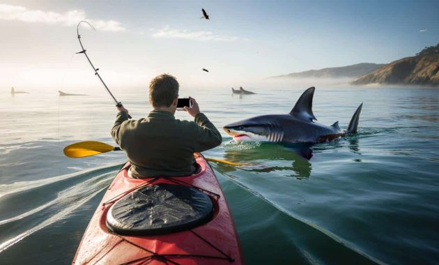 He films his stalker on camera: kayaker narrowly escapes great white shark off California