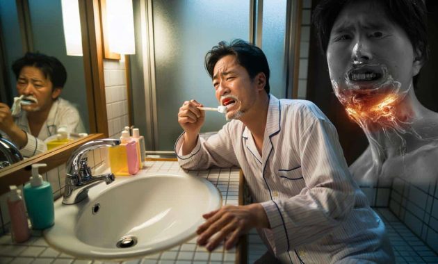 In Japan, a 50-year-old man ended up in hospital after brushing his teeth
