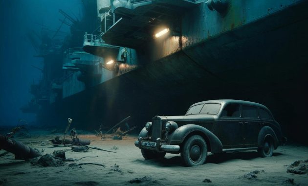 Intriguing discovery: a vehicle found on a sunken Second World War aircraft carrier