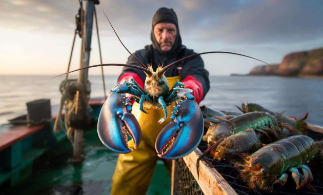 “One in 200 million”: fisherman hauls in electric-blue lobster with astonishing colour in the Atlantic