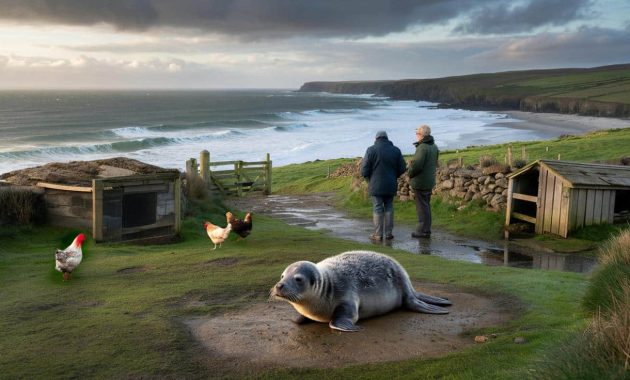 Seal pup found in Cornwall garden after Storm Chandra
