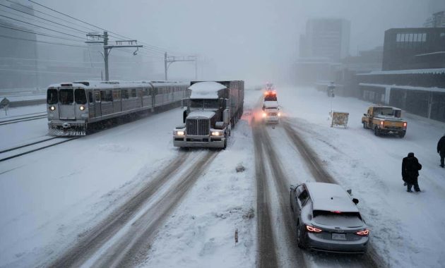Winter storm warning issued as up to 55 inches of snow could fall, threatening to overwhelm roads and rail networks